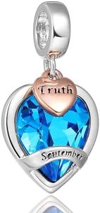 Pandora Style Birthstone Charm Love Heart Charms for Pandora Bracelets Blue Sapphire September Birthstone Happy Birthday Charms Christmas Jewelry Gifts for Women