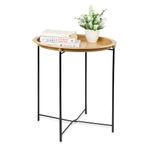 PENG ESSENTIALS Metal Portabrew Foldable Anti-Slip Feet Coffee Table/Tea Table/Teapoy/Plant Stand for Home/Living Room/Office & Outdoor (Golden Black)