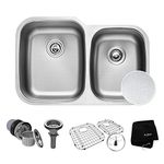 KRAUS Outlast MicroShield Scratch-Resist Stainless Steel Undermount 60/40 Double Bowl Sink, 32" 16 Gauge, Premier Series KBU24E