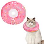 Hpetppy Cat Cone Collar Soft, Cat Recovery Collar for Wound Healing Cute Cat Donut Adjustable Cat Cones to Stop Licking Comfortable Lightweight Neck Elizabethan Collars for Cats Kittens After Surgery