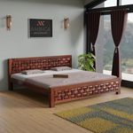 AMBICA WOODMART Sheesham Wood King Size Bed Without Storage Solid Wooden Cot Bed Double Bed Elegant and Functional Bedroom Living Room Home Walnut Finish | (A-40)