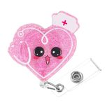 Gjinxi Badge Reel Holder Retractable with ID Clip for Nurse Nursing Name Tag Card Badge Holder with Alligator Clip, Cute Badge Reel for Medical Assistant Nursing Student Doctor Office(Surprised Heard)