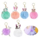 SJENG 6 pcs Cute Animal Keychain,Cute Keychain,Keychains Anime,Keychain Faux Fur Fluffy Keychain for Women Girls