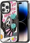 Rosarnnah Compatible for iPhone 14 Pro Case Cute Aesthetic - Durable Shockproof 6.6 ft Drop Impact Phone Case Cover with Funny Fashion Scream Skeleton Halloween Horror 6.1" Black