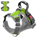 Eyein Dog Harness Medium, Air Mesh Breathable Adjustable Reflective Vest, No Pull Escape Proof Sports Puppy Harness with Lockable Buckle & Padded Soft Handle for Training or Walking (Green,M)