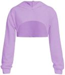 OYOANGLE Girl's Long Sleeve Drop Shoulder High Low Asymmetrical Hem Crop Hoodie Top Mauve Purple 8Y