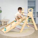 BlueWood Pikler Triangle Set for Toddlers Montessori Climbing Toys Foldable Baby Climber with Ramp 2-in-1 Climbing Toys for Toddlers Montessori Climbing Set Jungle Gym Indoor