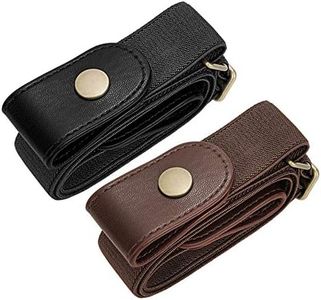 SUOSDEY No Buckle Elastic Stretch Belts for Men and Women, Comfortable Invisible Belts for Jeans Pants (I-Black+Coffee, S-M:Waist size 24''-34'')