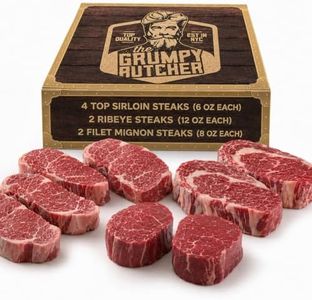 Grumpy Butcher 8 Steaks Full House Set - 4 Top Sirloin Steak (6 oz), 2 Ribeye Steaks (14 oz), 2 Filet Mignon Steak (8 oz) - Food Gifts of Premium Steak Meat