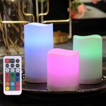 WRalwaysLX Flameless Color Changing LED Candles with Remote, Batteries Operated Candles Outdoor and Indoor for Home Decor, 3 candles, powered by 3AAA Batteries(not Included)