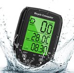 SHIVEXIM Bike Computer, Universal 19 Functions IP54 Waterproof Bicycle Speedometer Odometer, Cycling Computer with LCD Backlight Display Touch Screen, Automatic Start/Stop, for Cycling