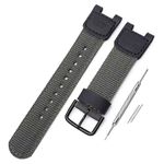 Nylon Strap/Watchband Replacement for Casio SGW-100 GW-3000B GW-3500B PAS-400B Twin Sensor Men's Sport Watch Accessories (Armygreen/Black Buckle)