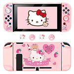 DLseego Lovely Kitty Switch Protective Case Dockable Hard Shell Anti Scratch Cover Pink Joy Con Skin with 4PCS Kitten and Cat Paw Thumb Grips Compatible with Regular Switch