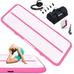 Tumbling Gymnastics Mat Inflatable 13.3ft Gym Tumble Mats 8 Inch Thickness for Home Use/Training/Cheerleading/Yoga/Water Fun with Electric Pump, pink 4m