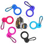 Homgaty 6 Pcs Silicone Water Bottle Buckle, Colorful Bottle Carrying Clip Holder Hook with Carabiner for Traveling Camping Hiking Outdoor Activities