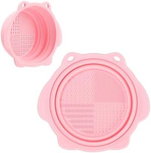 Makeup Brush Cleaner, Etercycle Foldable Silicone Brush Cleaner Bowl Srubber, Portable Washing Tools for Makeup Brush,Powder Puff,Sponge (Light Pink)