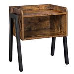 VASAGLE Nightstand, End, Stackable Side, Coffee Table with Open Front Storage Compartment, Retro Rustic Chic Wood Look, Accent Furniture with Metal Legs, Vintage LET54X, 42 x 35 x 52 cm