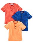 Simple Joys by Carter's Baby Boys' Toddler 3-Pack Short Sleeve Henley, Orange, Blue, Red, 5T