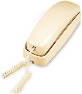 AT&T TRIMLINE 210 Corded Home Phone, No AC Power Required, Improved Easy-Wall-Mount, Lighted Big Button Keypad, 13 SpeedDial Keys, Last Number Redial, Mute, Flash, Volume Control, Beige