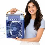 Drumstone 𝟏𝟓-𝐘𝐞𝐚𝐫 𝐋𝐨𝐧𝐠-𝐋𝐢𝐟𝐞 𝐖𝐚𝐫𝐫𝐚𝐧𝐭𝐲, Portable Mini Air Conditioner, USB Powered AC Cooler Fan with Water Cooling, 3 Speed, 60 Degree Airflow, LED Light, Personal Desk Fan