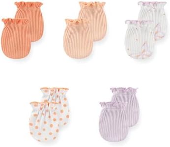 JELYLOVE 5 Pack Unisex New Born Boy Girls No Scratch Mittens Cotton Soft Baby Gloves Accessory 0-3 Months Infant Essentials