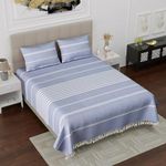 Värde 210 TC Double Bedsheet with Pillow Cover 2 | Handloom Cotton Bedsheets for Double Bed | All Season Comfort | Soft Breathable Double Bedsheet | Handmade Bedsheet 90X100 Inches (Tropical Blue)