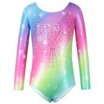 Hovershoes Gymnastics Leotards for Girls,Shiny Leotards for Girls Gymnastics,Long Sleeve Bodysuit Athletic Dancewear Sparkle Leotards Biketard for Kids Children Teens