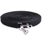 Petlicious & More® Soft Nylon Dog Training Lead Dog Leash Long Leash 30 Ft Long Leash for Dogs (1" Inch Thick x 30 Ft Long) - Black