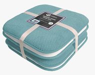 Casabella Memory Foam Chair Cushion Non Slip Back, Round Square Honeycomb Pattern Set of 4 Chair Pads, Durable Seat Cushions for Dinning Chairs, Office Desk & Patio-16x16 Sky Blue Memory Foam Cushion