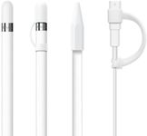 siduater [4-Pack] Silicone Protective Accessories for Apple Pencil 1st Generation, Includes 1 Apple Pencil Cap Replacements, Apple Pencil Cap Holder, Apple Pencil Tip Cover, Adapter Tether - White