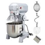 HayWHNKN 30L Commercial Food Mixer, Dough Mixer Kneading Machine, with 3 Speeds and 3 Mixing Attachments for Bakeries Pizzerias 110V 1250W