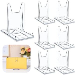 Memorywuu 6 Packs Adjustable Purse Display Stand Clear Acrylic Handbag Stand Holder for Wallet Purses Handbag Bag Jewelry Display Organizer for Party Weddings Home Decoration Birthdays