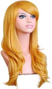 Lady Fashion 70cm Full Curly Wigs Cosplay Costume Anime Party Hair Wavy Long Wig, 11 Colors to Choose (Yellow)