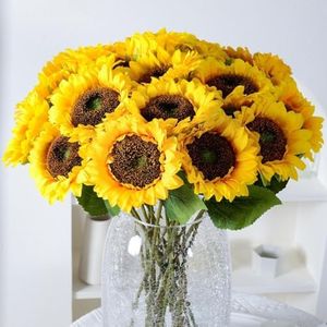 Avoik Artificial Sunflower Flowers Fake Sunflowers with Stem, DIY 8pcs Silk Sunflower Plant Bridal Wedding Bouquet for Table Centerpiece Flower Arrangements Outdoor Indoor Home Decor, Yellow