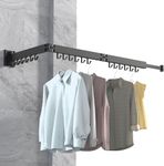 Clothes Drying Rack For Laundry Room Organization & Clothes Drying Rack Foldable (Tri-Fold) Retractable Clothesline, Wall Mounted Drying Rack,Hanging Clothes Rack (Black)