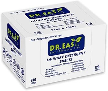 DR.EASY Laundry Detergent Sheets 240 loads unscented,Easy To Carry Great For Travel,safe for baby & pets,No mess No Dyes biodegradable formula (Free and clear)