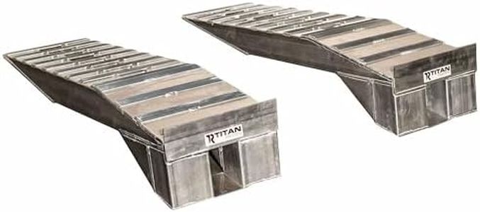 Titan Ramps Semi-Truck Riser Ramp, Heavy-Duty Aluminum, 20,000 Lbs Capacity, Silver - Automotive Wheel Ramps for Large Trailer Trucks and Vehicles