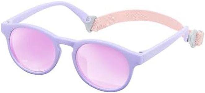 Polarized Toddler Sunglasses Flexible UV400 TPEE Frame for Girls Age 0-2 Years (Purple Mirrored Lenses)