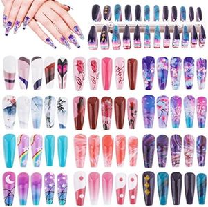 288PCS Faux Ongles Longs Colorés Nail Art Couverture Complète Ongles Accessoires Bricolage Ongles de Ballerine