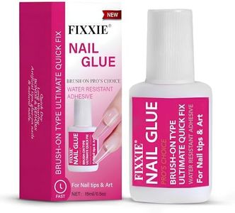 Fixxie Extra Strong Nail Glue with Brush 15ml - 5s Fast Dry, Long-Lasting Hold, No Nail Lamp Needed - Super Strong Nail Glue for Press on Nails, Acrylic Tips & False Nails