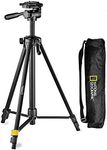 NATIONAL GEOGRAPHIC Photo Tripod Kit Medium, with Carrying Bag, 3-Way Head, Quick Release, 3-Section Legs Lever Locks, Geared Centre Column, Load up 1,5kg, Aluminium, for Canon, Nikon, Sony, NGHP000