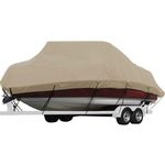 Seamander Heavy Duty Polyester Boat Cover, Solution-Dyed Yarn Marine Grade,Waterproof Fits Bass Boat, V-Hull Tri-Hull Boat,Fish & Ski Boat, Runabout Bowrider Boat, 16' 17' 18' 18.5' Length