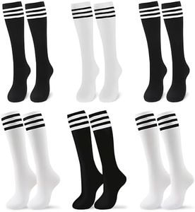 Reluen 6-Pack Teen Knee High Socks 15" Long - Casual, Uniform, Sports & Dress Style Knee High Socks for Teens Cute Accessories