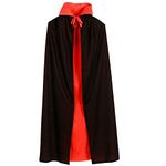 Partysanthe Vampire Cloak Cape Robe Stand up Collar Red Black Reversible Halloween Costume Carnival Cosplay kids size 2 to 12years 80cms