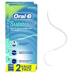 Oral-B Super Dental Floss Pre-Cut Strands, Ideal for Braces, Bridges, and Wide Spaces, 50 Count (Pack of 2)