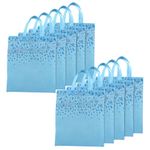 Kuber Industries Pack of 10 Shopping Bags | Non-Woven Grocery Handbag | Multi-Purpose Shopping Bag | Reusable Shopping Bags for Grocery-Vegetables | Top Leaf Carry Bag | Large | Sky Blue