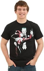 DC Comics Men's Harley Quinn Short Sleeve T-Shirt, Joker Black, Small