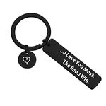 QIIER I Love You Most The End I Win Keychain Valentines Day Boyfriend Girlfriend Best Friend Gift (Black, stainless-steel)