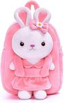 HappyChild Cute Kids School Bag Plush Animal Cartoon Travel Bag for Baby Girl And Boy 1-5 Years (FULL BODY RABBIT)