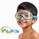 SLOVIC Swimming Goggles for Kids 10-14 Years with Wide Fit & Push Botton | Accessories for Kids | Anti-Fog & UV Protected Goggles for Kid | Swimming Glasses for Kid with Adjustable Straps | Yellow